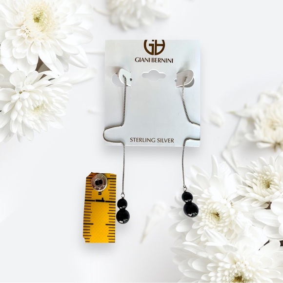 🆕 Giani Bernini Sterling Silver & Onyx “Metal Tower” Thread Earrings - Picture 7 of 7